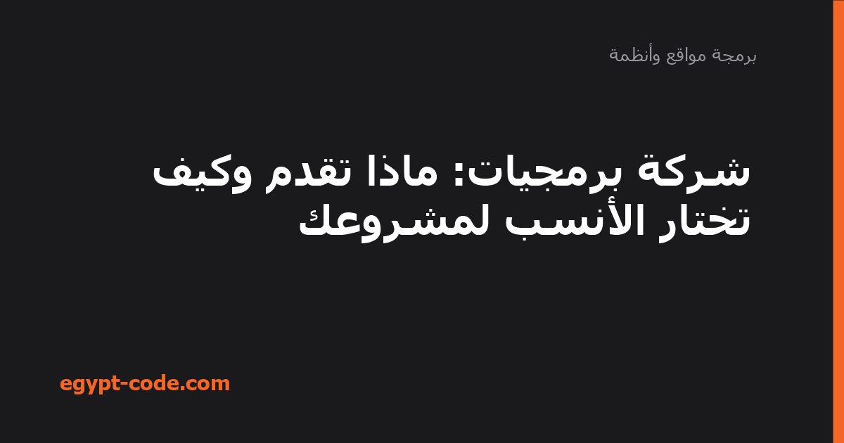 شركة برمجيات — برمجة مواقع وأنظمة | Egypt Code