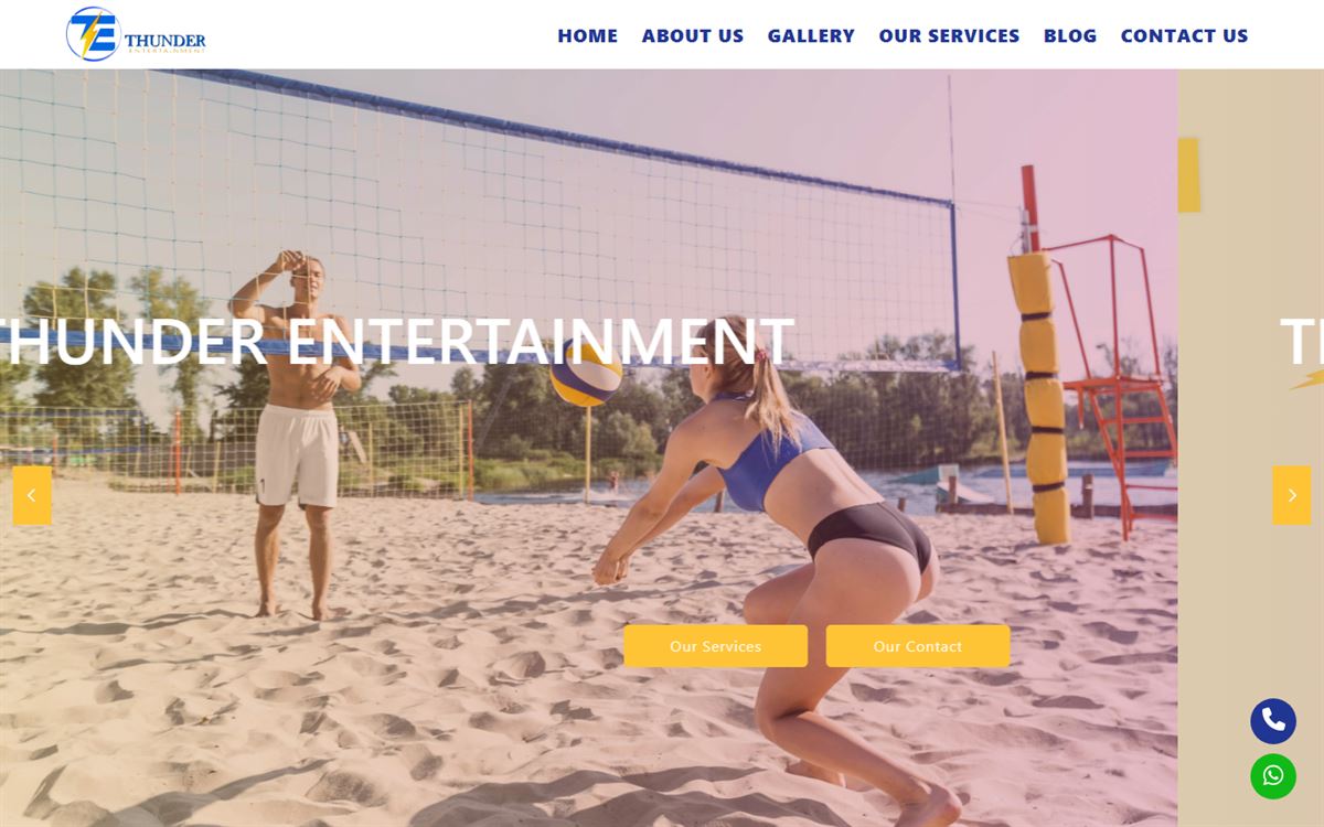 لقطة من موقع Thunder Entertainment — تنظيم فعاليات — تنفيذ Egypt Code